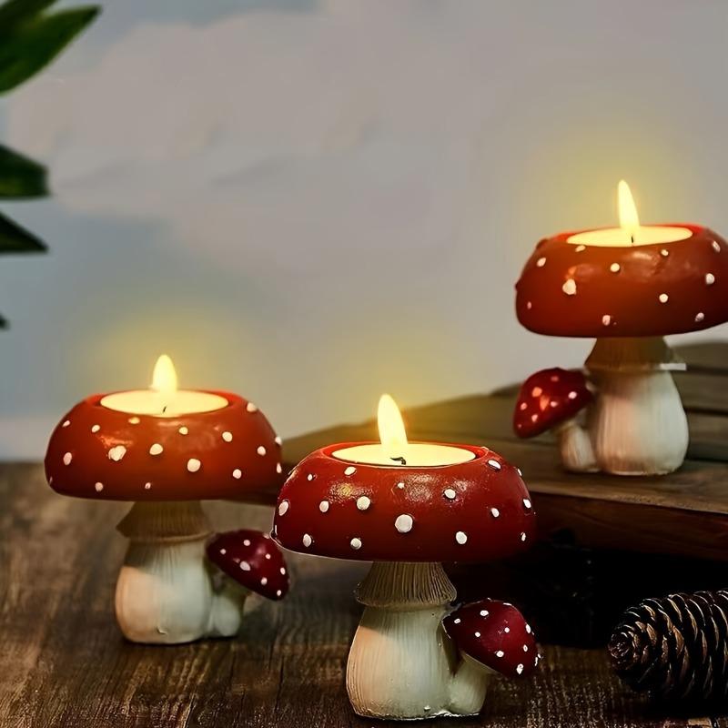

1pc Simulation Small Mushroom Home Decoration Mushroom Candle Holder Mushroom Tea Candle Candle Holder Craft Ornament 1Pcs червоний
