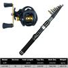 Fishing Rod, Bait Reel Set Telescopic spinning rod with reel, gear ratio 7.2:1, 18+1 bb, foldable design,  for predatory fish, right/left-handed use