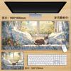 Beside the Window Cat Mouse Pad Oversized Healing Cute Cartoon Boys Girls Creative Office Computer Keyboard Desk Pad Secure Grip