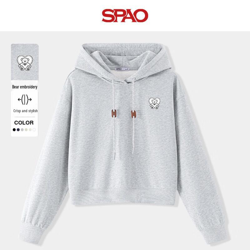 

SPAO Women s Embroidered Bear Loose Fit Hoodie L