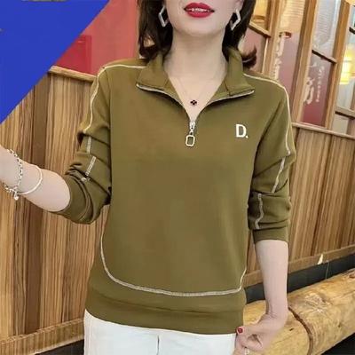 Damen Herbst Langarm Poloshirt Übergröße für reife Frauen Eingestecktes Design für schmeichelhafte Silhouette Pullover-Oberteil