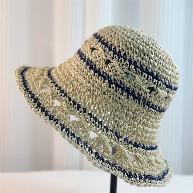 ins large brim straw hat summer beach vacation breathable sunscreen hat women's UV protection sunshade fisherman hat