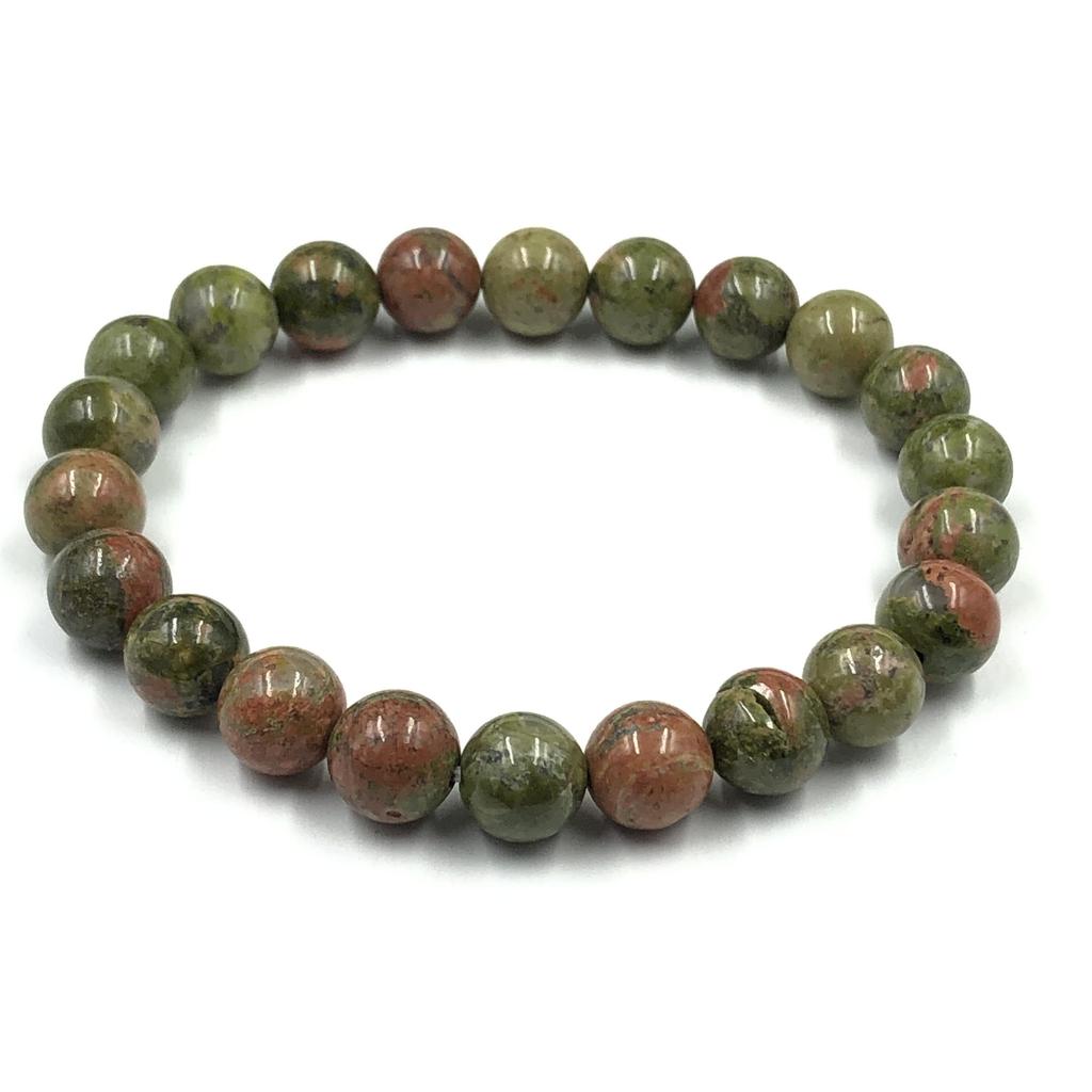 8mm Unakite Jasper Gemstone Beads Bracelet 7.5" Handmade Beads Jewelry Daily-Wear Stretch Bracelet For Gift RBB-8