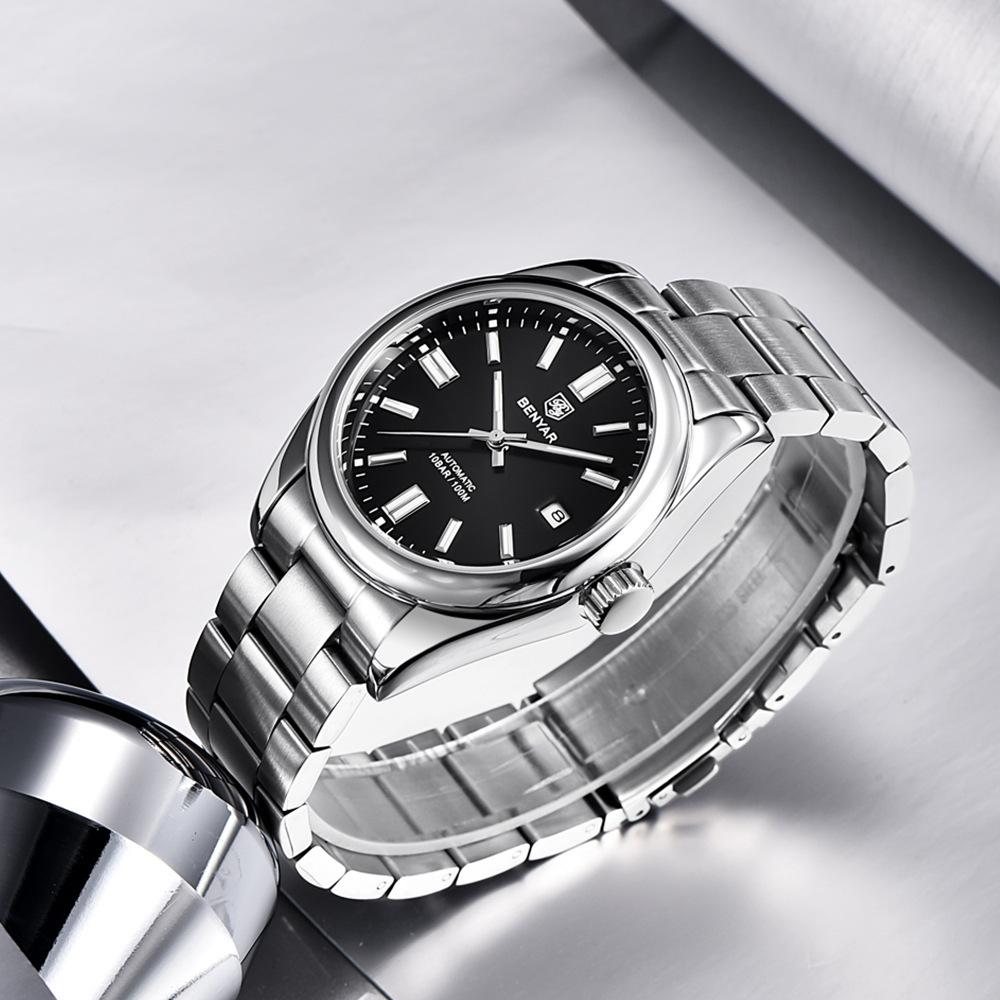 Benyar Watch Men'S Automatic Mechanical Watch Fashion Waterproof Luminous Steel Belt Men'S Watch 5185