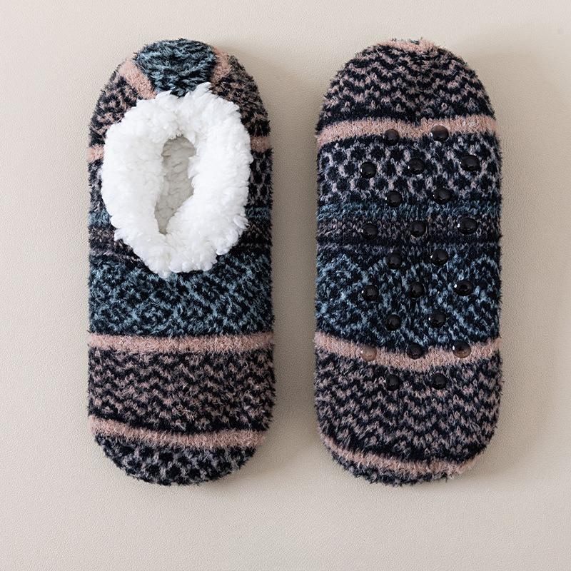 Winter Lambskin Floor Sock with Glue for Anti-slip Function. Men's and Women's Matching Socks. Thickened and Padded Home Use Snow Boots.