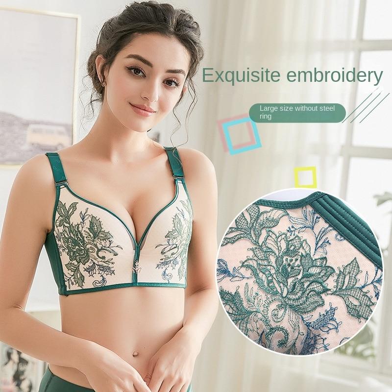 

Нижнее белье, женский бюстгальтер большого размера с вышивкой, тонкий регулируемый бюстгальтер пуш-ап без груди, для похудения большой груди