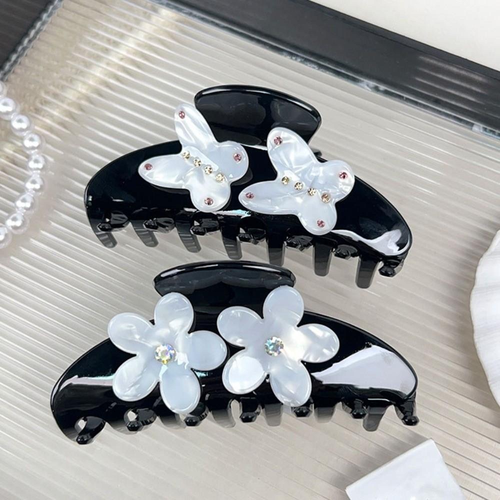 Headwear Butterfly Hair Claw Rhinestone Large Shark Clip Fashion Acetate Hair Crab Clip  Streetwear