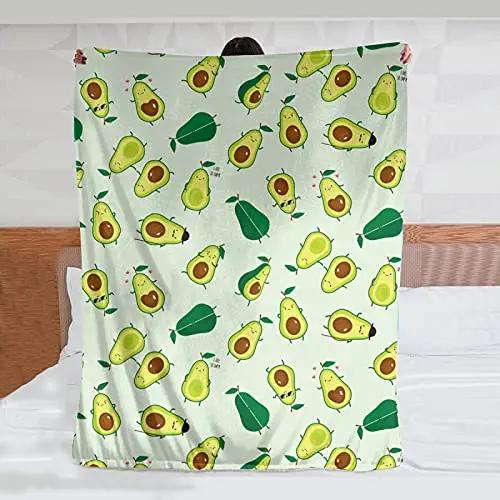 Süße Avocado Lustige Kawaii Fruchtdecke Weiche Leichte Überwurfdecken Gemütliche Flanell Bettüberwürfe für Sofa Couch Reise Zimmer Dekoration