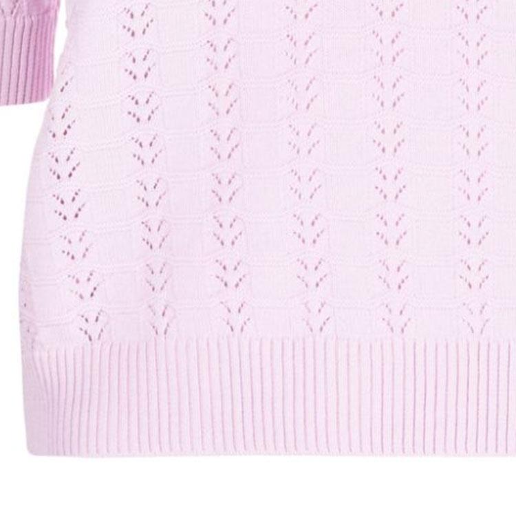 PINKO Short Sleeve Doll Collar Fitted Knit Top Women tops Light-Purple 103162A1Q3-N78