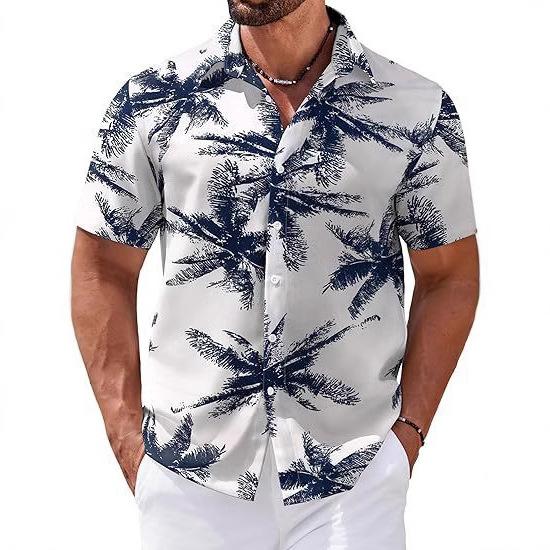 Independence Station Men'S Short Sleeve Shirt Hawaiian Beach 3D Printed Fashion Versatile Lapel Shirt