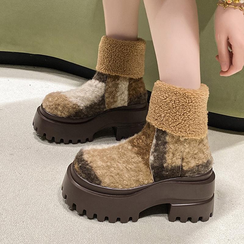 Futrzane Szpilki Damskie Botki Zamszowe Designerskie Grube Eleganckie Buty Czółenka Buty Zimowe Luksusowa Moda Mujer Botas