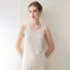Women's Cashmere Sleeveless Camisole: Low-Neck Knit Top in Winter White, Blue, Green, Velvet, and Rice Colors.