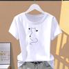 Women's summer T-shirt, cute and fashionable printed pattern, short-sleeve trendy top.
