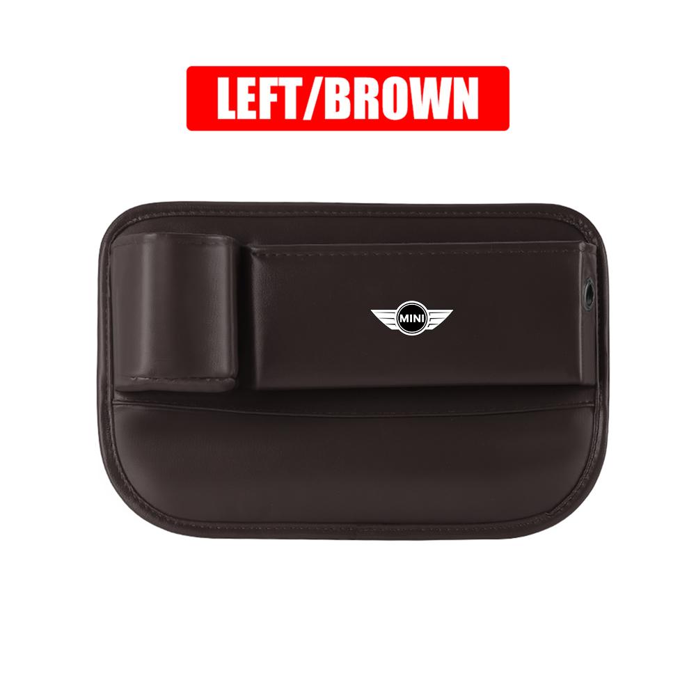 CBEJ7 Leather Car Seat Gap Crevice Storage Box Organizer Cup Holder For MINI Cooper S JCW WORKS R55 R56 F55 F56 R57 R58 R59 CLUB MAN