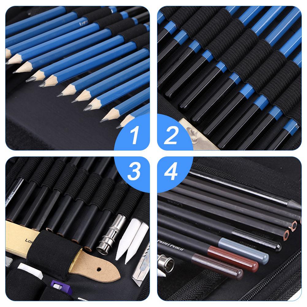 40PCS Professional Sketching Drawing Pencils Kit Set Art Supplies Students Painting Tool