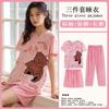Summer Korean Sweet Pajamas Women's Crew Neck Short-sleeved Three-piece Comfortable Women's Loungewear Spot Straight Hair