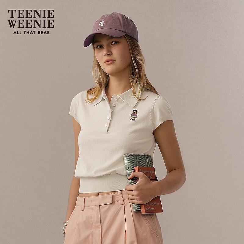 Teenie Weenie Women's Short Sleeve Polo Knit Top
