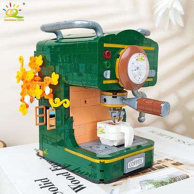 Non-Toxic Simulation Coffee Machine Model Micro Building Blocks Mini Bricks Coffee Maker Puzzle Assemble Children Toys Desk Home