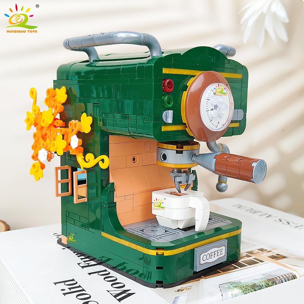 Simulation Coffee machine Model Micro Building Blocks Mini Bricks Coffee Maker Puzzle Assemble Children Toys Desk Home