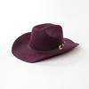 Europe, America, Autumn and Winter New Fashion Casual Belt Buckle Upturned Edge Big Brim Wool Felt Denim Hat Outdoor Warm Top Hat Tide