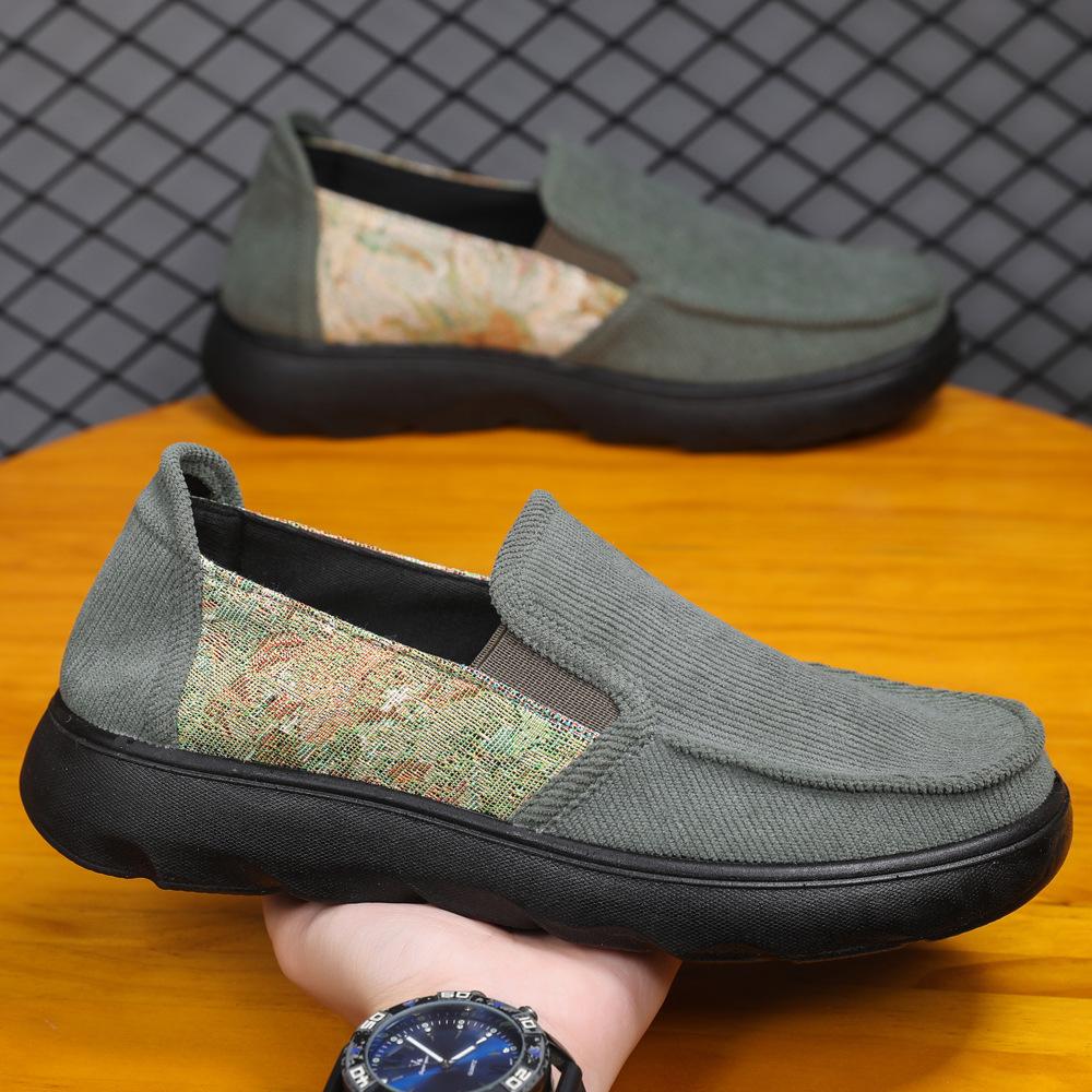 

Polyurethane ultra-light new men s shoes, national trend, one foot cloth surface breathable thick sole heightening lazy shoes casual men s shoes 44 зелений