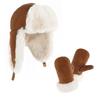 Unisex Faux Suede Lei Feng Hat & Gloves Set