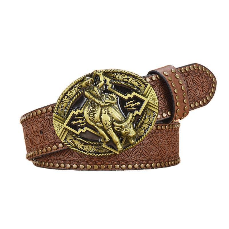 Vintage Punk Belt Men'S Casual Rivet Belt Zodiac Belt
