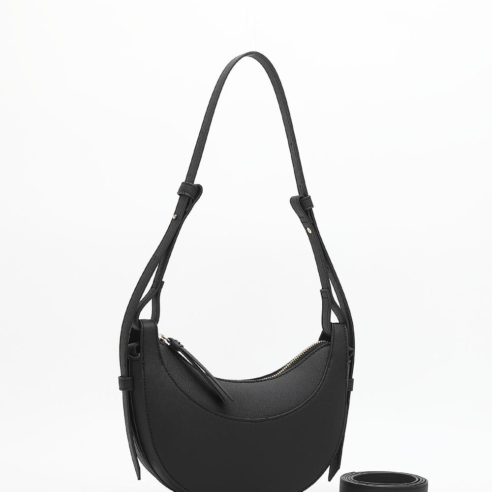 Bolso Media Luna de Cuero PU para Mujer Bolsos de Hombro Tipo Silla de Montar para Hombro Alta Textura Diseño Francés Diseño de Lujo