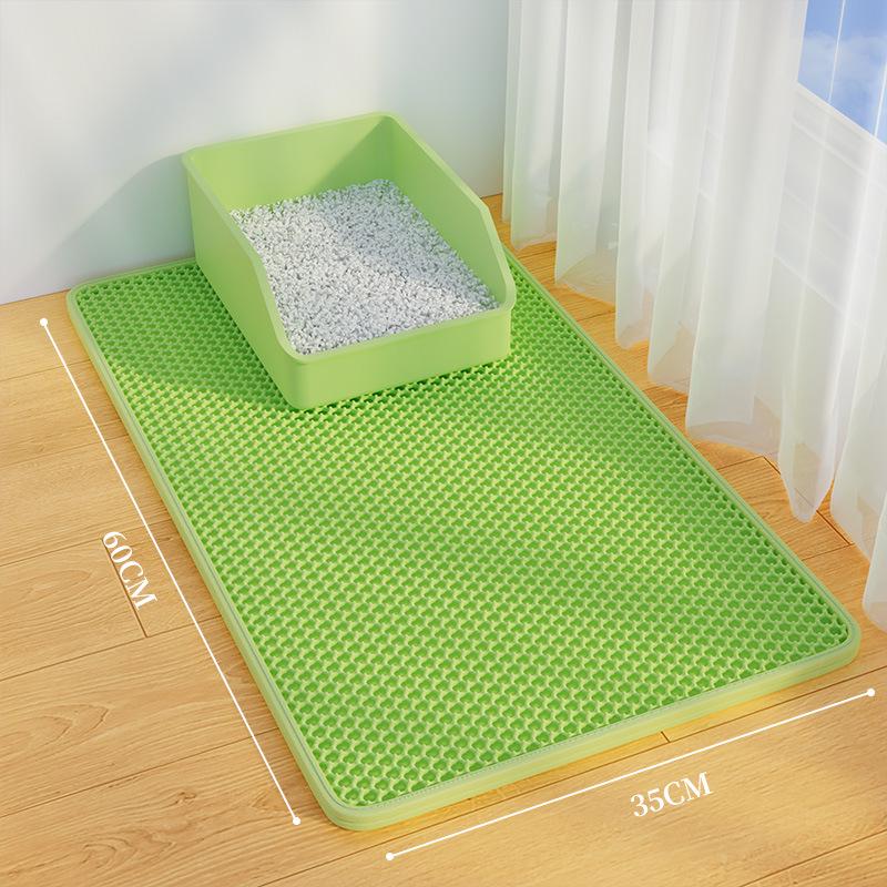 Extra Large Non-Slip Cat Litter Mat - Anti-Tracking, Anti-Splash, Scratch-Resistant, Double Layer, Leak-Proof Sand Control.