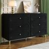 Sideboard, Kommode mit 6 Schubladen, Ovale Aussparungen, Metallfüße, Moderner Aufbewahrungsschrank für das Wohnzimmer
