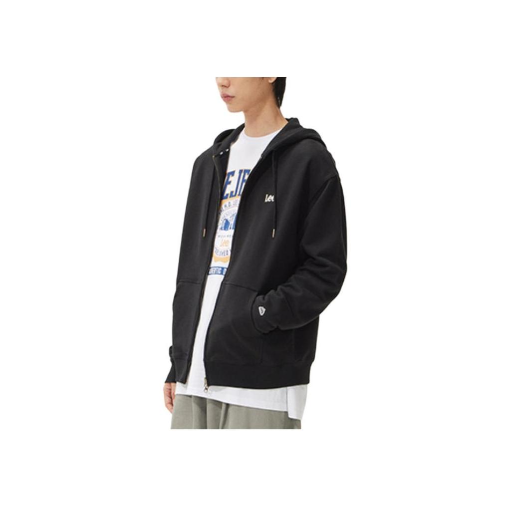 Korean Style Letter Embroidered Hooded Long Sleeve Sweatshirt Men sweatshirt Black LE2403HZ01BK