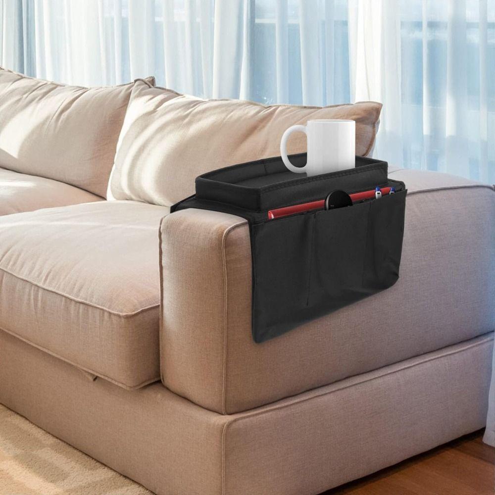 Non-Slip Sofa Handrail Tray Foldable Couch Arm Rest Organizer Couch Table Top Holder  Snack