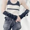 New Year Christmas Gift Red Knitted Arm Sleeves Girls Warm Sweet Fingerless Gloves