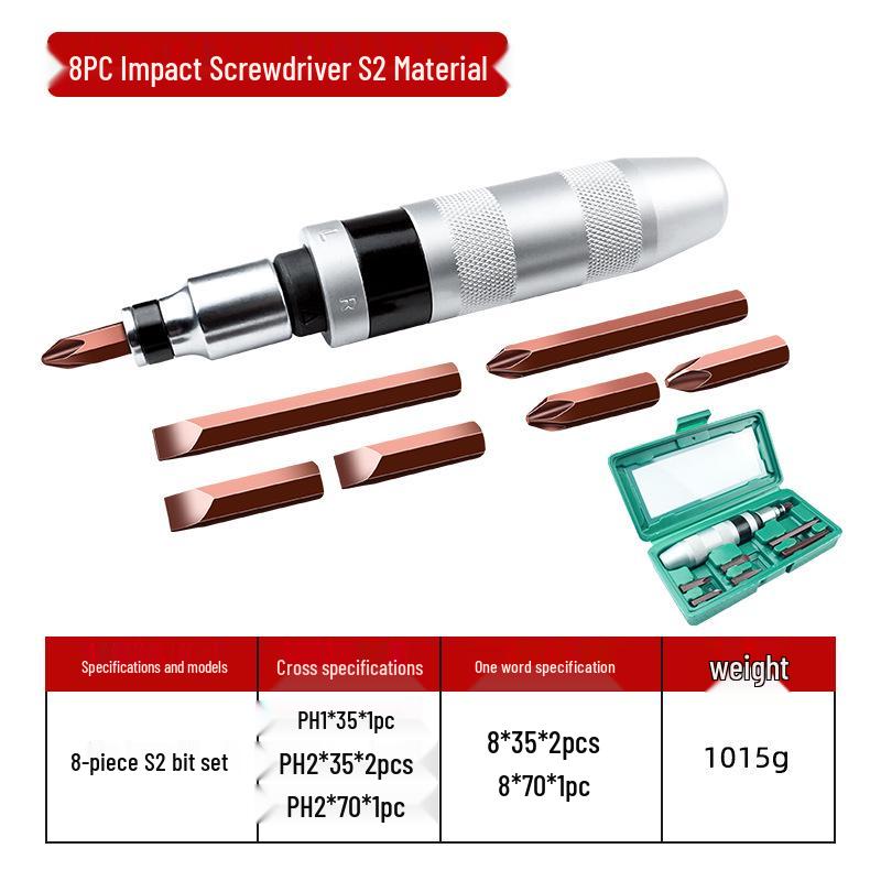 Impact Screwdriver Bit & Screw Extractor Kit: Rusty/Broken Head Remover, Cross Tapping, Hammer-Ready