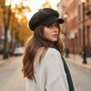 Soft Warm Winter Painters Cap With Solid Color Cotton Newsboys Cabbie Hat For Women Casual Outfit Everyday Essential