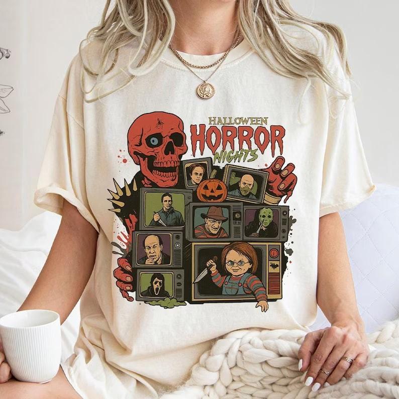 Halloween Horror Characters Shir Scary Movie Graphic Tee Spooky Gift XXXXL