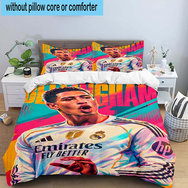 3PCS Jude Football Player Bedding Set,Including 1pc Duvet Cover And 2pcs Pillowcases Perfect for Bedroom, Dormitory, Fan Christmas gift