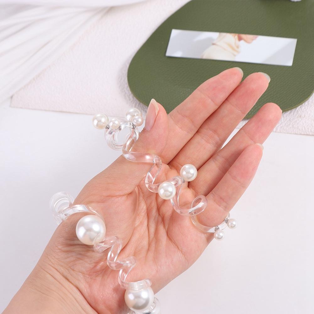 Korean Style Transparent Hair Ring TPU Pearl Ponytail Holder Telephone Line Hair Rope  Wedding