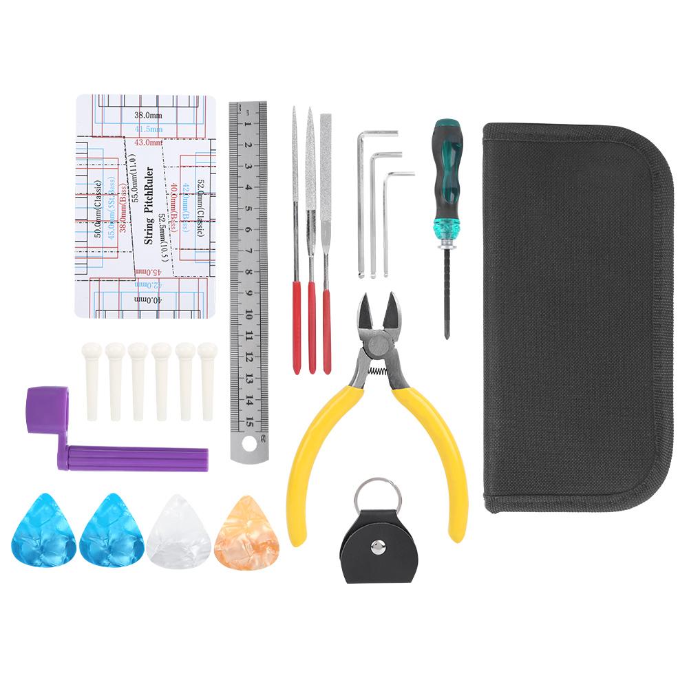 22Pcs Set Metal Guitar Repairing Maintenance Tool Kit Musical Instruments Accessory