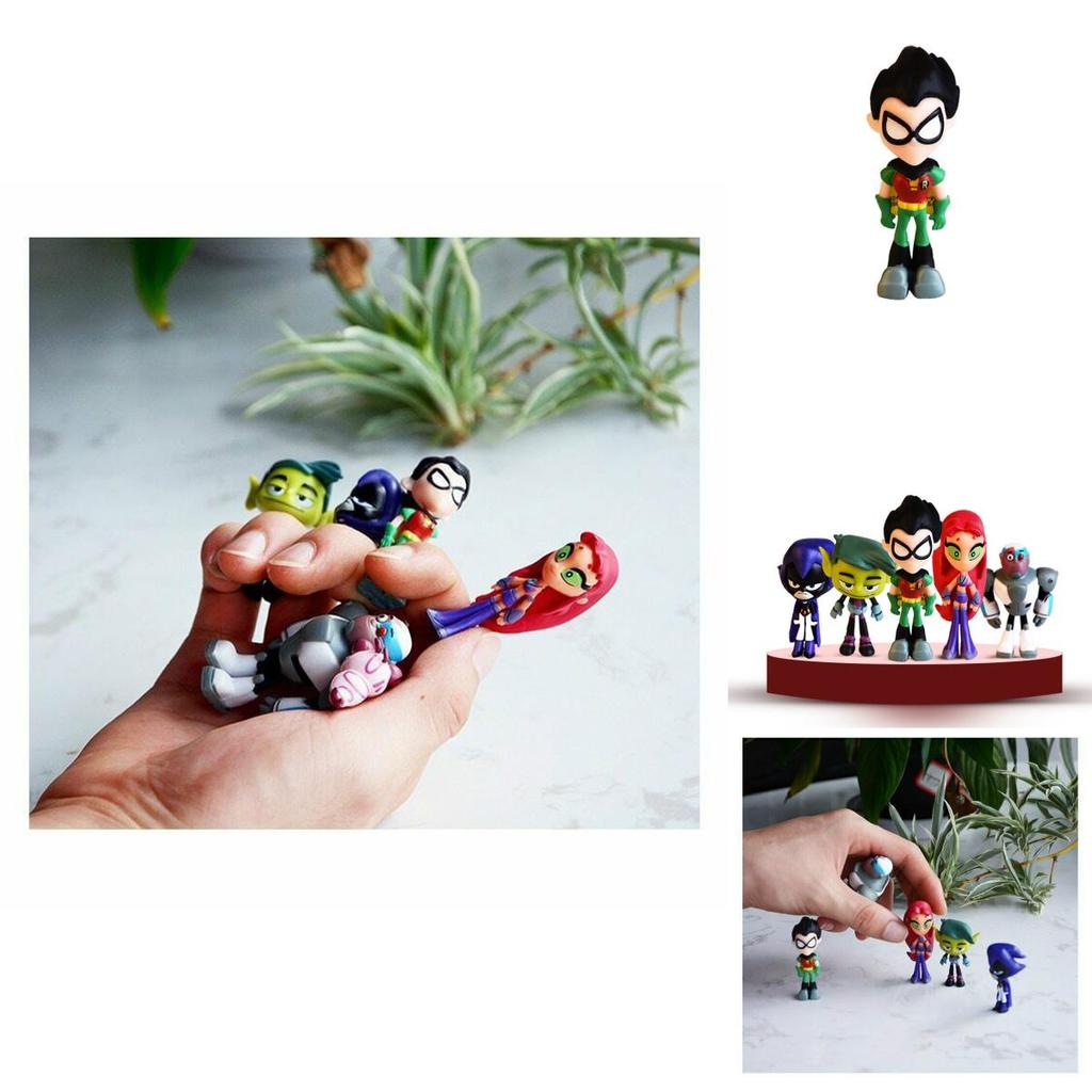 Vibrant Teen Titans Go Figure Set Featuring Robin Raven Beast Boy Starfire Collectibles