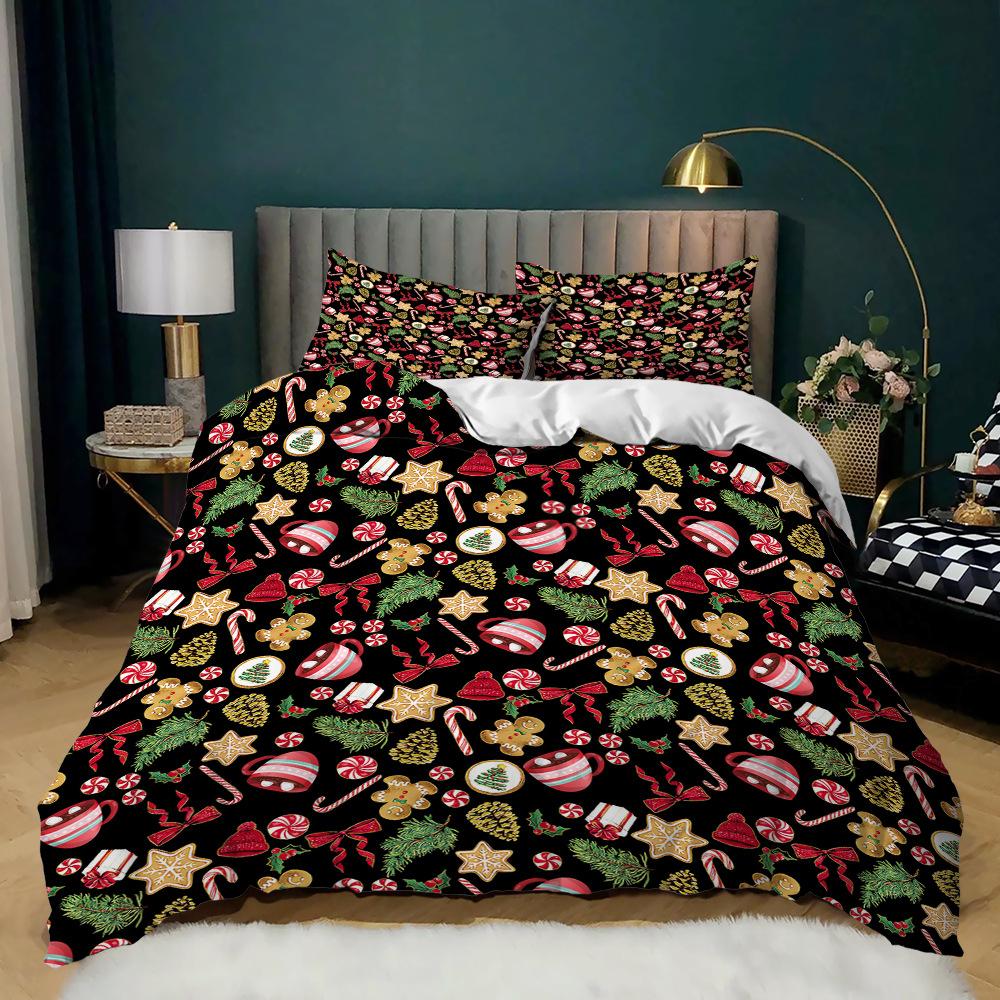 Korean Simple Three-Piece Set Love Leaf Kit Quilt Cover Bedding