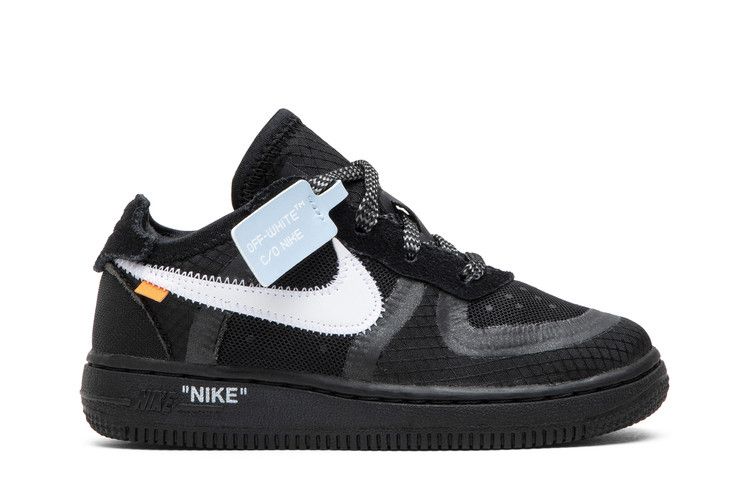 Kids' Sneakers Nike Air Force 1 Low Off-White Black White (TD) Black/White-Cone-Black