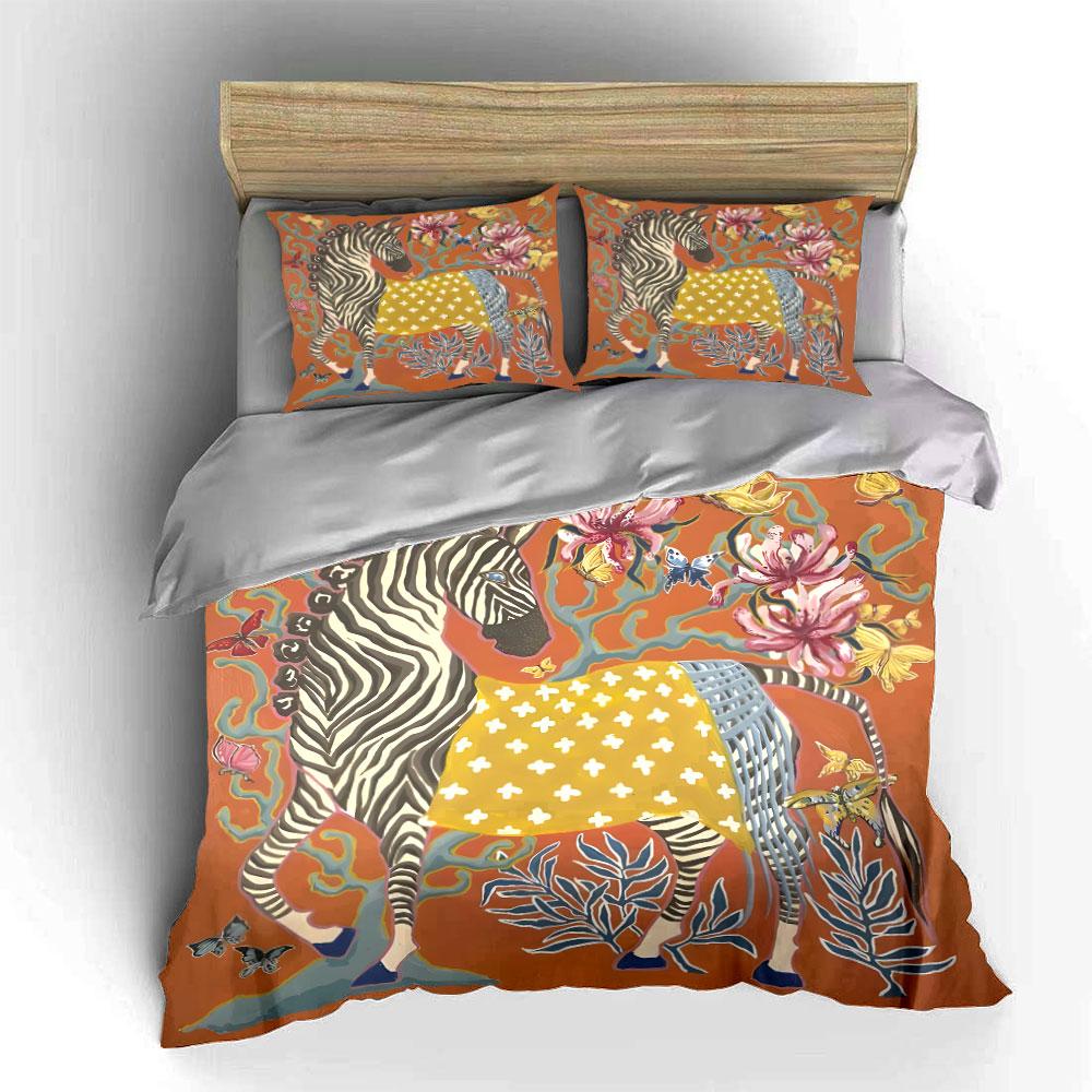 Zebra-Themed Decorative Art Set kid's and adults' bedroom decor, Exquisite three-piece bedding set gift