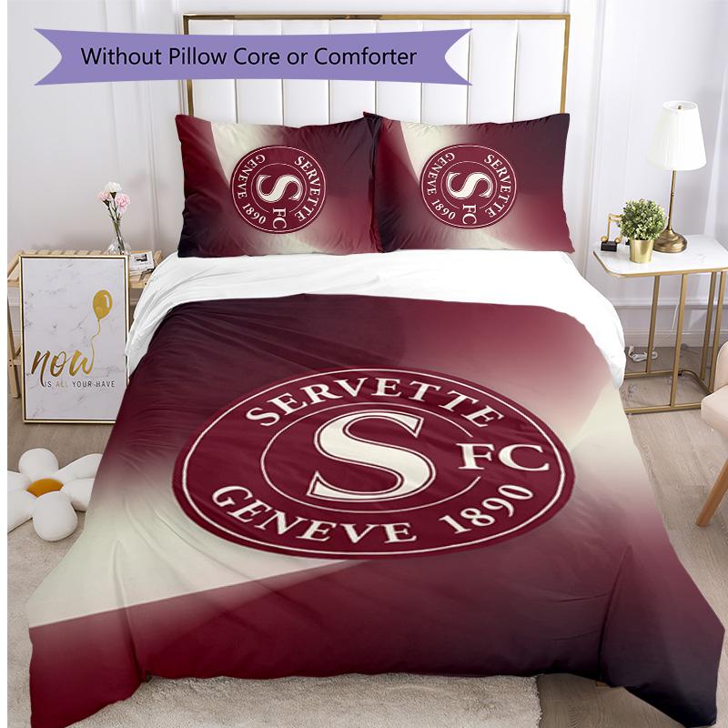 Set Biancheria da Letto 3 Pezzi Stampato Servette FC Traspirante Copripiumino con Federe Biancheria da Letto Decorativa per Camera da Letto Casa