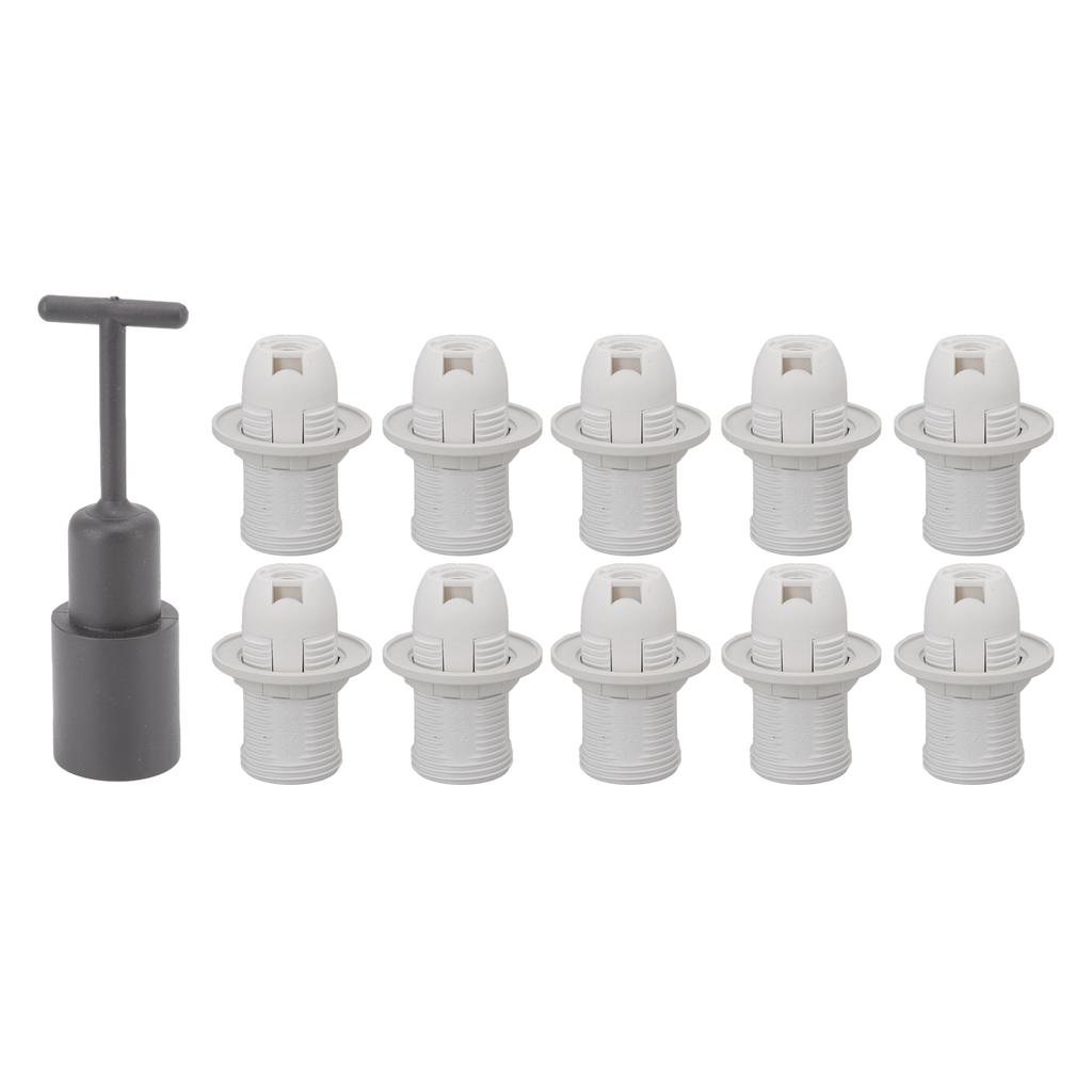 10PCS E14 Lamp Holder ABS with Sleeve High Temperature Resistant Light Socket Base for Home White