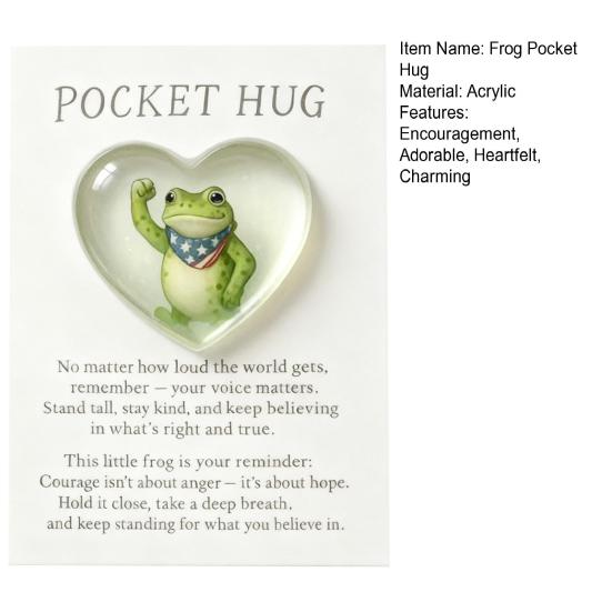 Frog Pocket Hug with Gift Card Frog Again The Machine Protest Pocket Hug Token Emotional Support Frog with Inspirational Cards Keepsake Gift