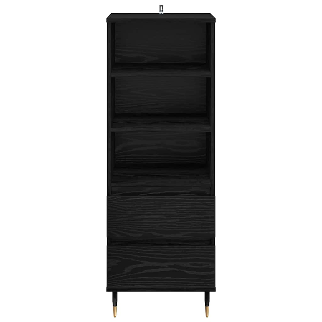 Highboard in Black Oak Look 40 x 36 x 110 cm Particleboard