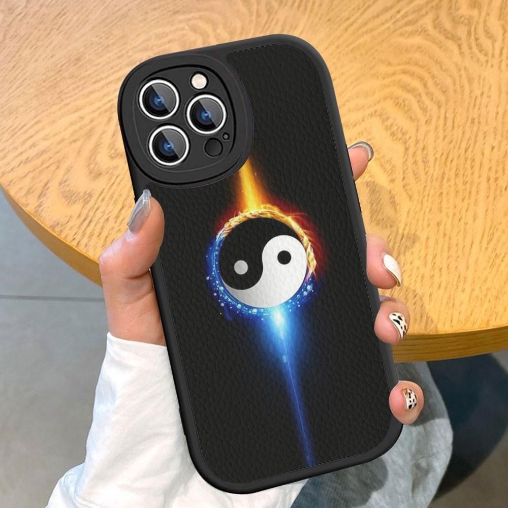 Naturalize Yin and Yang Chinese Tai Chi Pouzdro na telefon z tvrdé kůže pro iPhone 14 13 12 Mini 11 14 Pro Max Xs X Xr 7 8 Plus Fundas