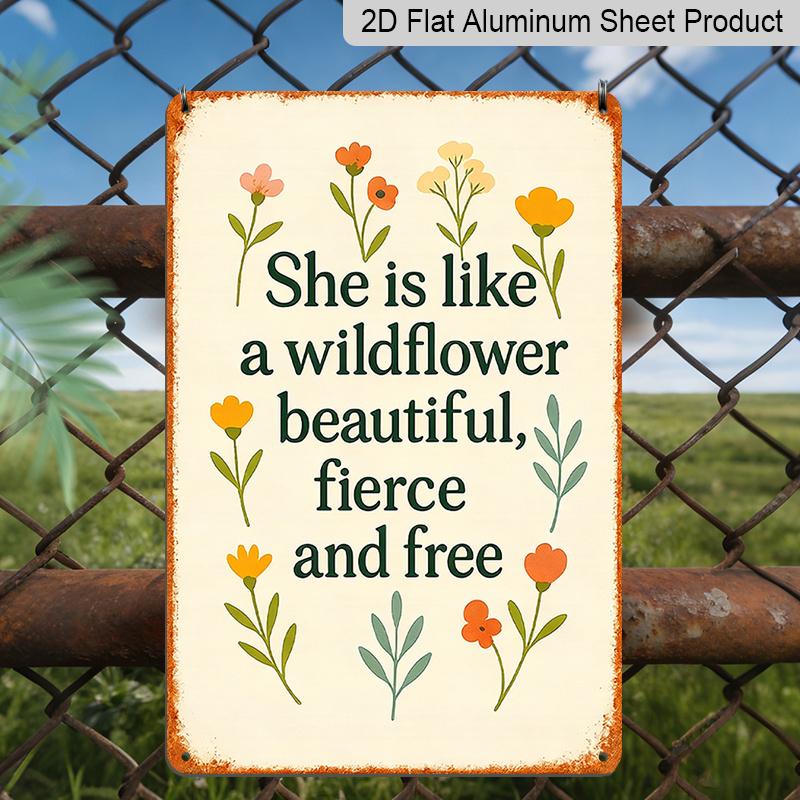 

2D Flat, Charming Vintage Wildflower Aluminum Sign (12*8 Inches) - Perfect for Mother s Day, Garage, and Home Wall Decor, Fun and Artistic 20*30cm