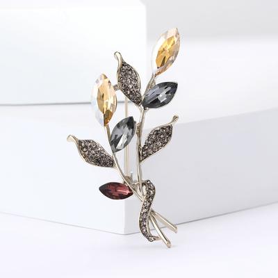 Broche Bouquet Branches Strass Alliage Créatif Vintage Broche Vêtement Populaire pour Dames Épingle Ornement